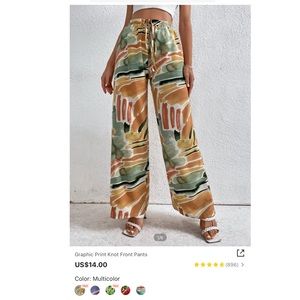 SHEIN Graphic Knot Front Pants